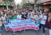 পরিকল্পিত সন্ত্রাসের বিরুদ্ধে সদরঘাট থানা বিএনপি ও অঙ্গসংগঠনের মিছিল-সমাবেশ